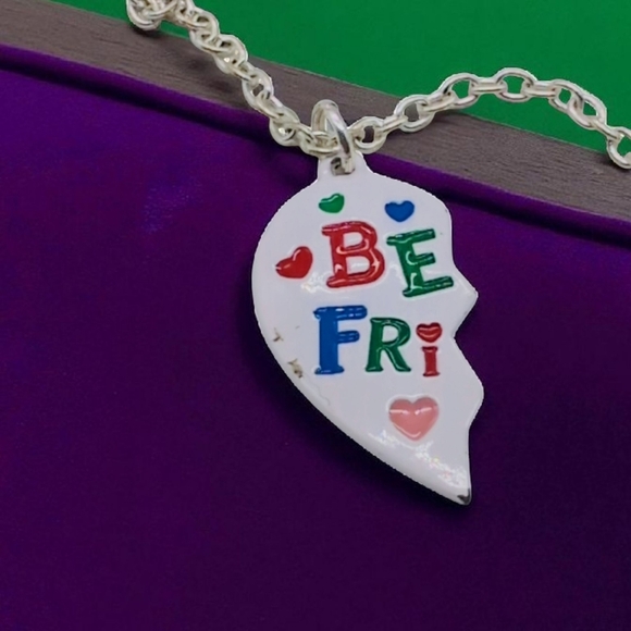 Colorful Best Friends Half Friendship Pendant Necklace 18in - Picture 1 of 5